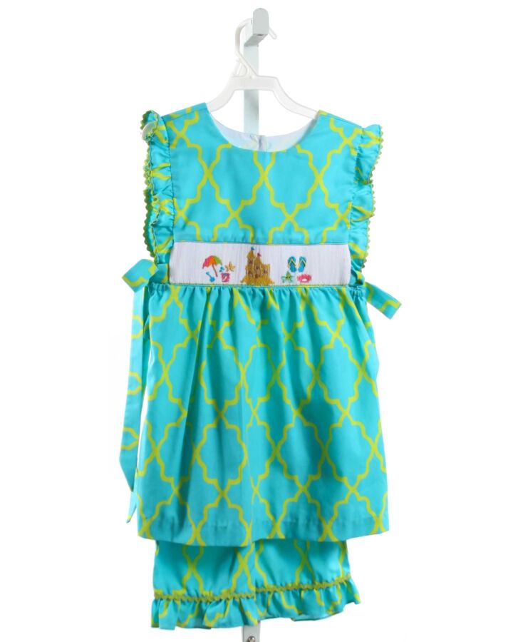 SOUTHERN TOTS  AQUA   SMOCKED 2-PIECE OUTFIT WITH RIC RAC