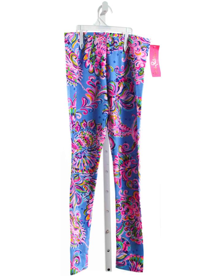 LILLY PULITZER  BLUE KNIT FLORAL PRINTED DESIGN LEGGINGS