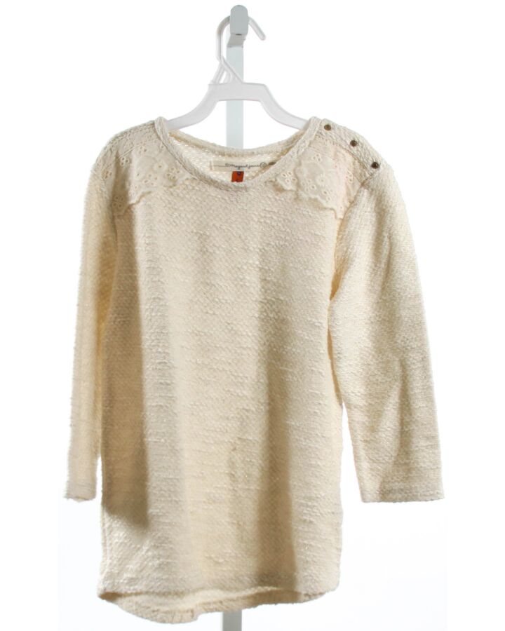 MAYORAL  CREAM    KNIT LS SHIRT WITH LACE TRIM