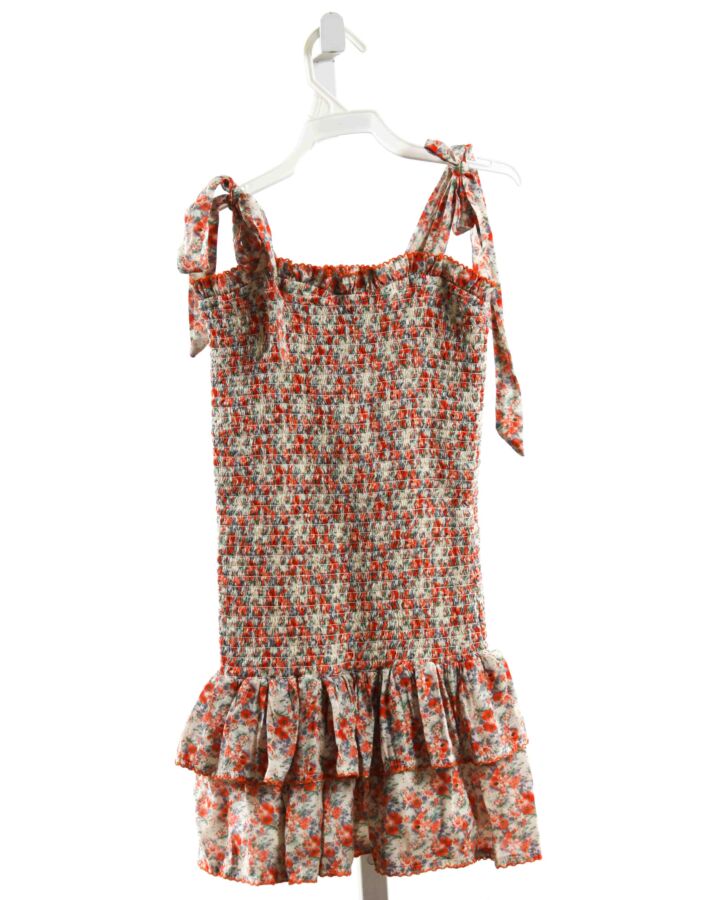 KATIEJNYC  RED  FLORAL SMOCKED DRESS WITH PICOT STITCHING
