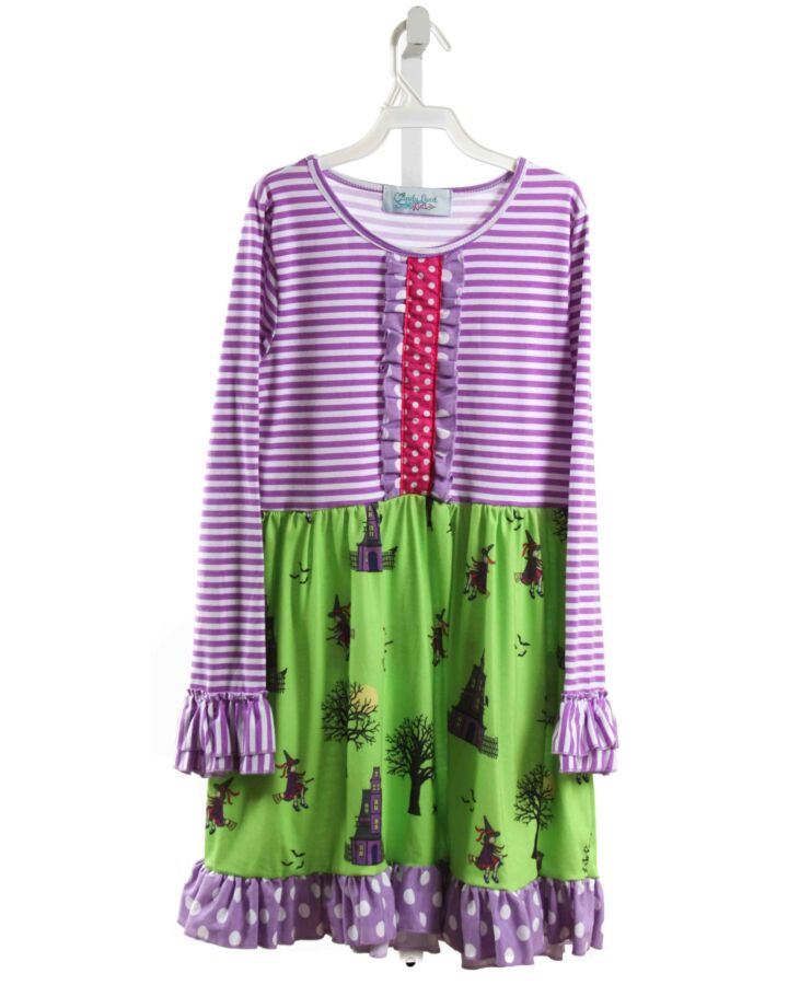 CANDYLAND  PURPLE  STRIPED  KNIT DRESS WITH RUFFLE