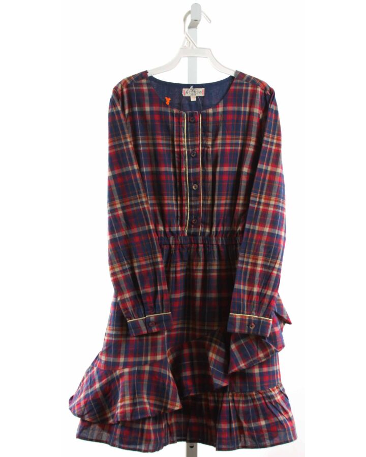 EGG  NAVY  PLAID  DRESS WITH RUFFLE