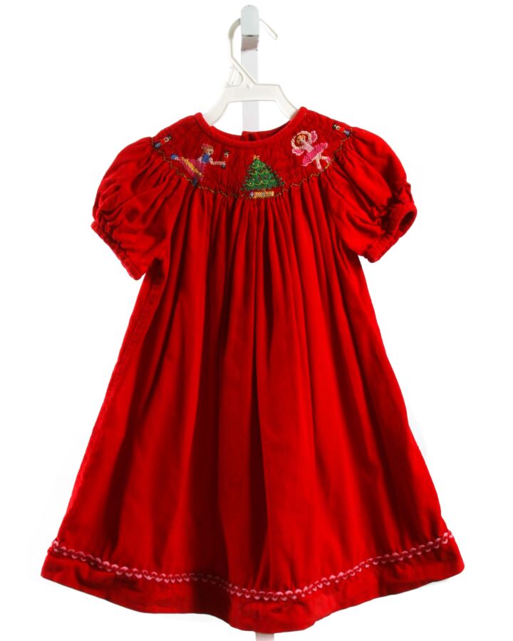VIVE LA FETE  RED CORDUROY  SMOCKED DRESS