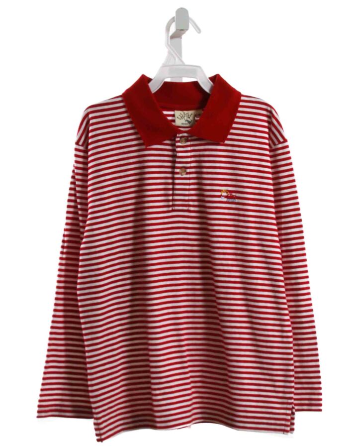 LUIGI  RED  STRIPED EMBROIDERED KNIT LS SHIRT