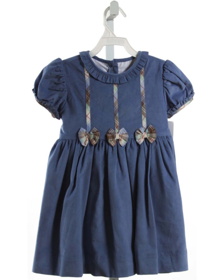 RED BEANS  BLUE CORDUROY  DRESS WITH BOW