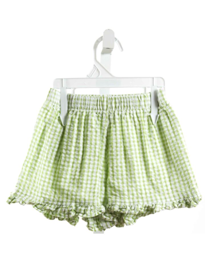 RED BEANS  LT GREEN SEERSUCKER GINGHAM  SHORTS WITH RUFFLE