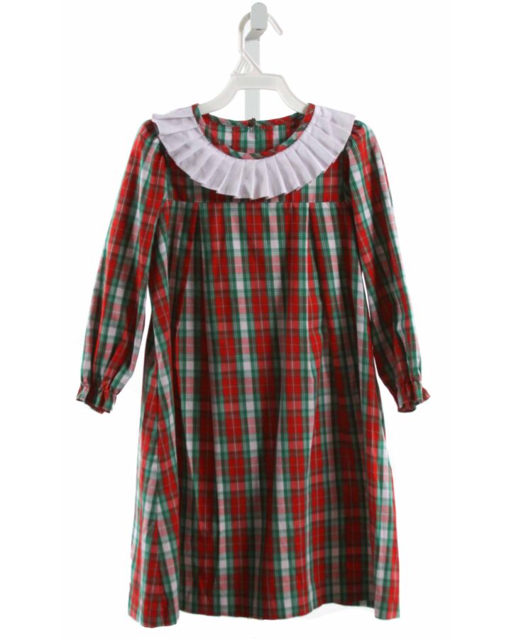 POSH PICKLE  RED  PLAID  DRESS WITH RUFFLE