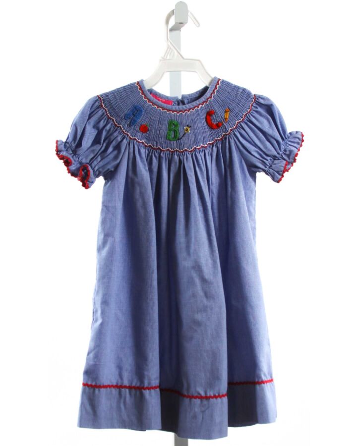 CLAIRE AND CHARLIE  BLUE   SMOCKED DRESS WITH RIC RAC