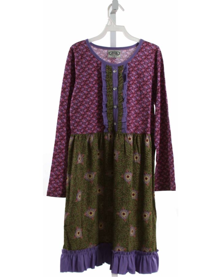 FLIT & FLITTER  PURPLE  FLORAL  KNIT DRESS WITH RUFFLE