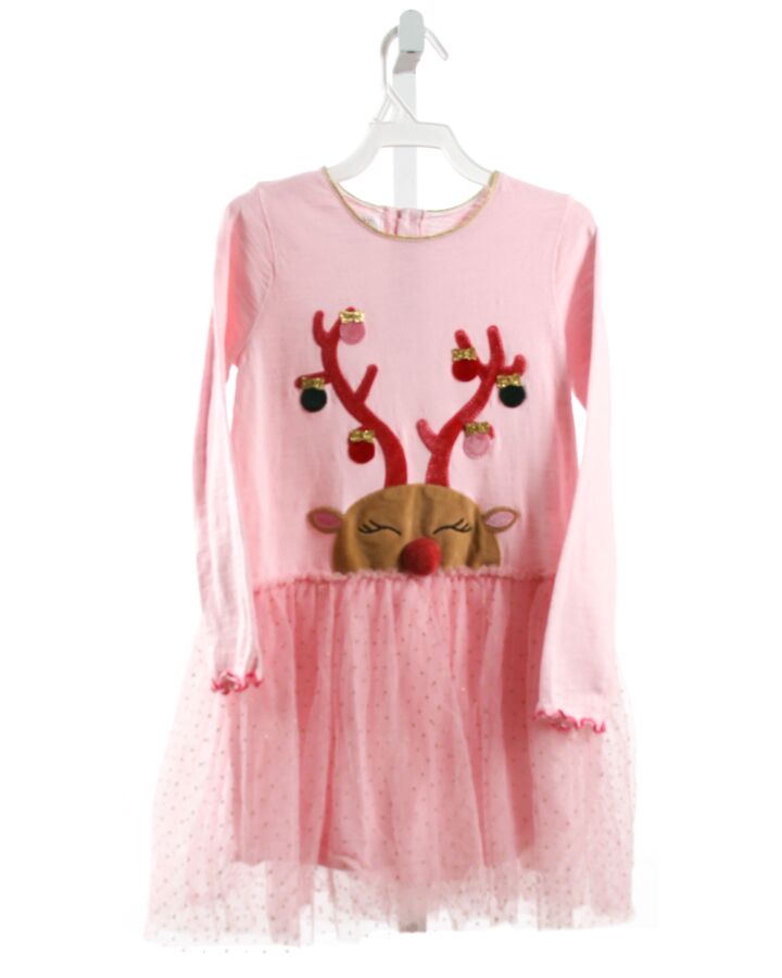 MUD PIE  PINK TULLE  APPLIQUED KNIT DRESS