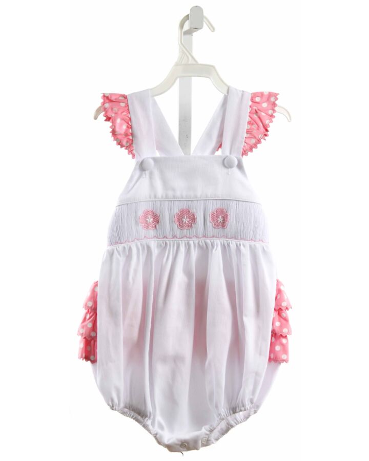 SOUTHERN TOTS  WHITE   SMOCKED BUBBLE WITH RUFFLE