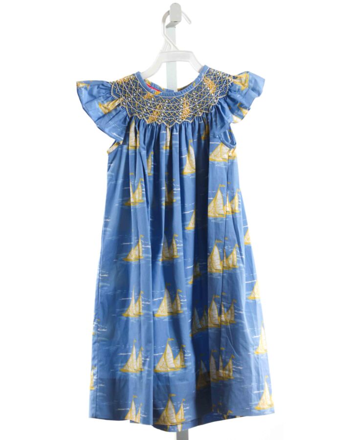CLAIRE AND CHARLIE  BLUE  PRINT SMOCKED DRESS