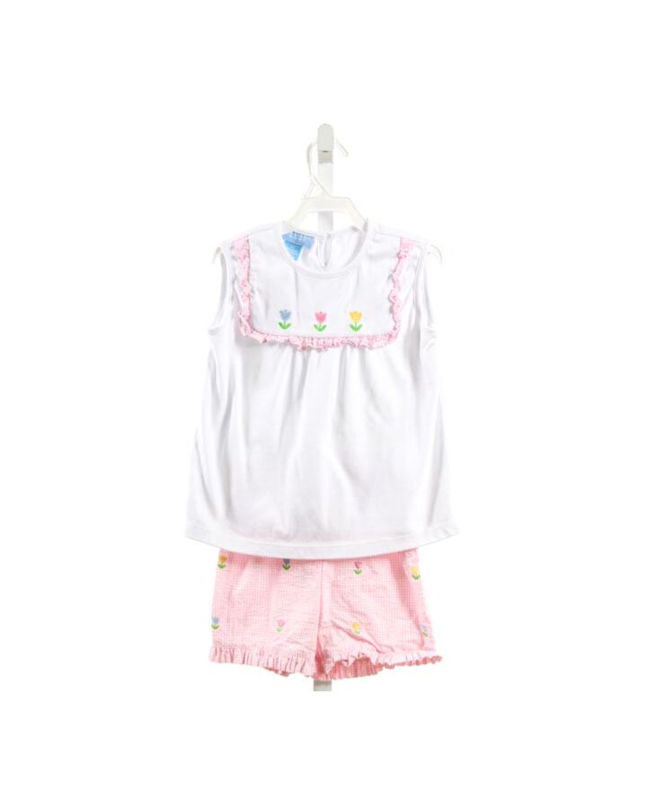 ANAVINI  PINK  FLORAL EMBROIDERED 2-PIECE OUTFIT WITH RUFFLE
