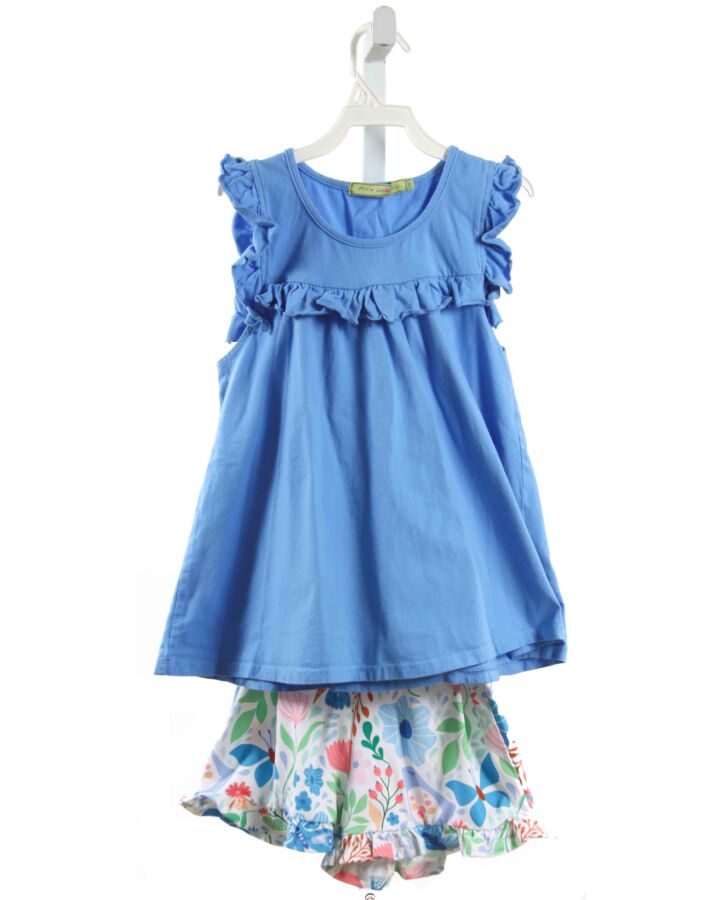 MILLY LOVES LILY  BLUE  FLORAL  2-PIECE OUTFIT WITH RUFFLE