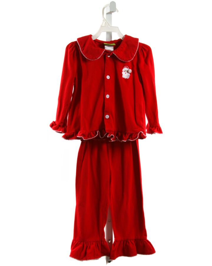 CLASSIC WHIMSY  RED KNIT   LOUNGEWEAR WITH PICOT STITCHING