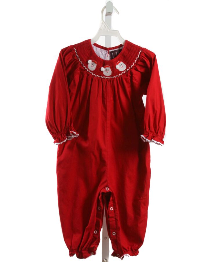LIL CACTUS  RED   SMOCKED ROMPER WITH RIC RAC