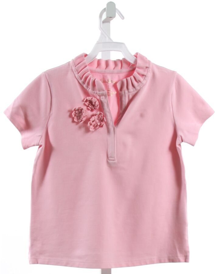 LILLY PULITZER  PINK PIQUE  APPLIQUED KNIT SS SHIRT
