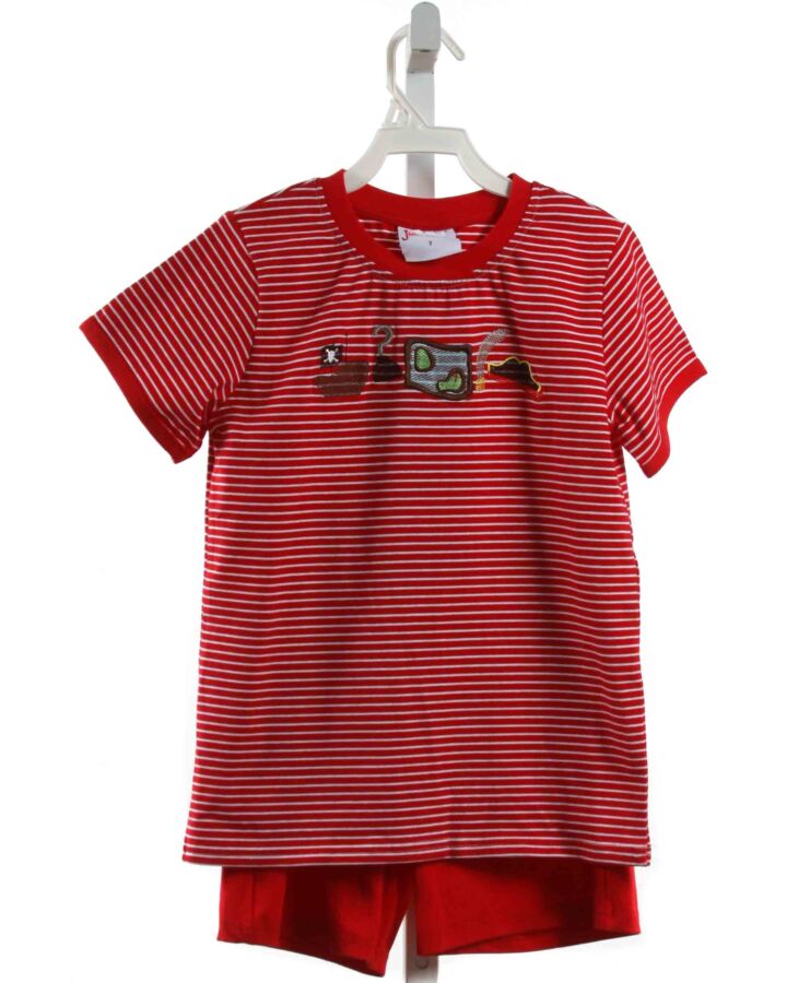 SMOCK CANDY  RED  STRIPED EMBROIDERED 2-PIECE OUTFIT 