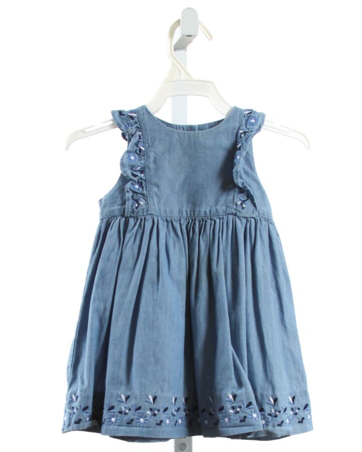 TARTINE ET CHOCOLAT  CHAMBRAY  FLORAL EMBROIDERED DRESS