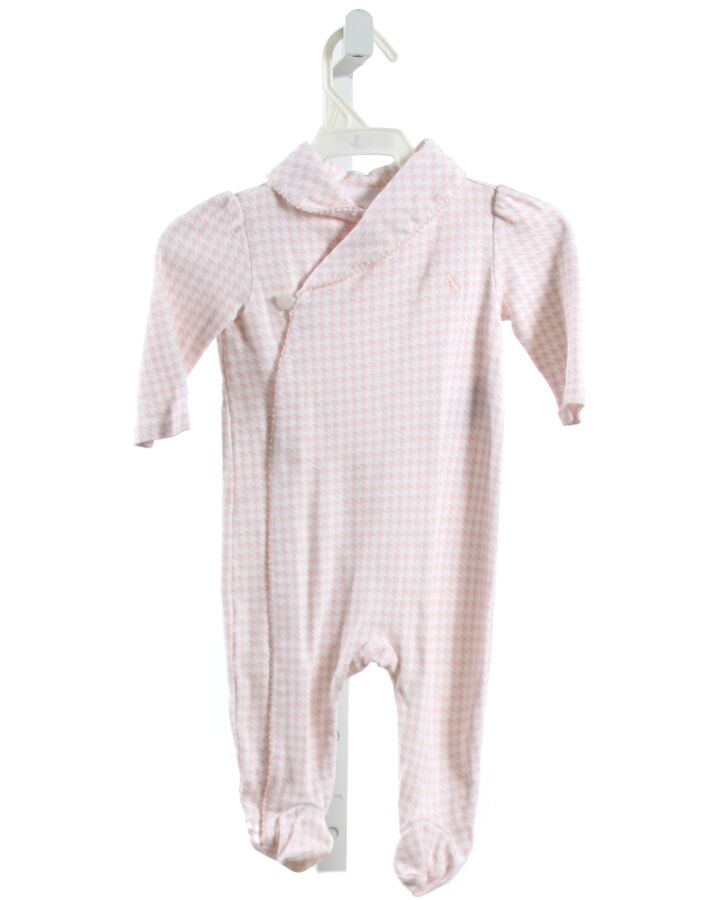 RALPH LAUREN  LT PINK  HOUNDSTOOTH  LAYETTE WITH PICOT STITCHING