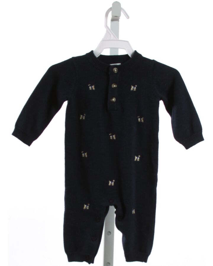 EDGEHILL COLLECTION  NAVY KNIT  EMBROIDERED LAYETTE