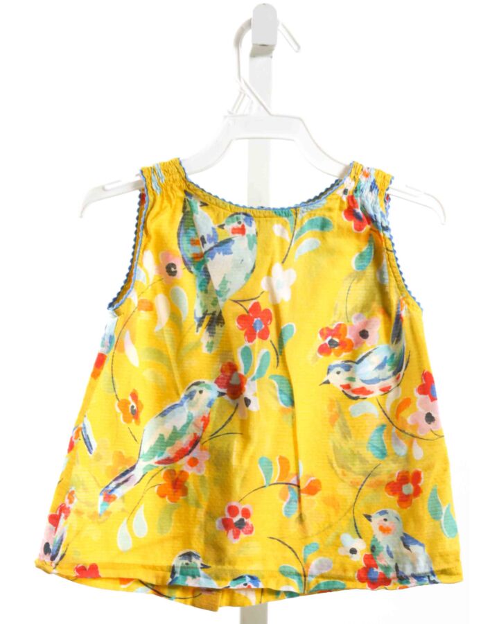 MINI BODEN  YELLOW  FLORAL  SLEEVELESS SHIRT WITH RIC RAC