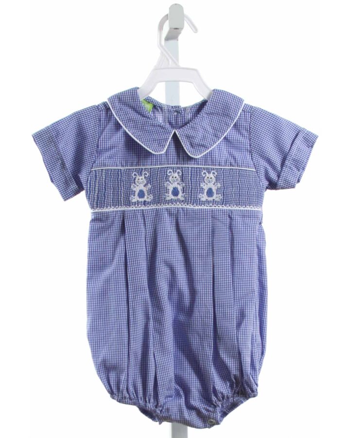 CLASSIC WHIMSY  BLUE  GINGHAM SMOCKED BUBBLE