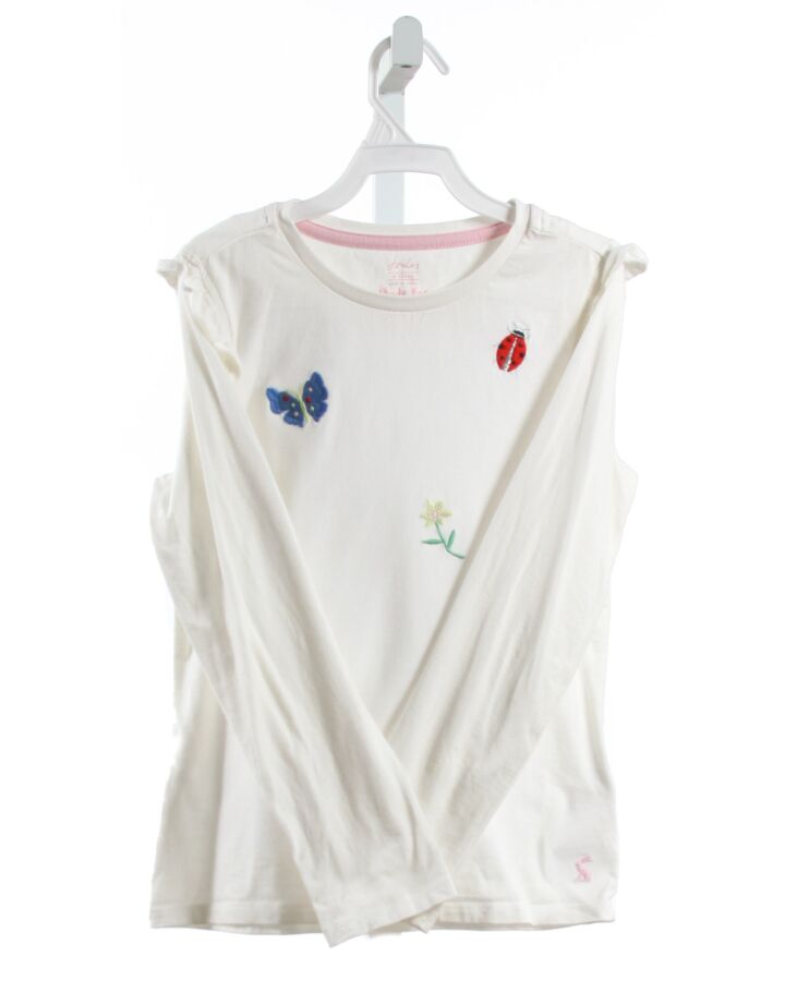 JOULES  WHITE   EMBROIDERED KNIT LS SHIRT WITH RUFFLE