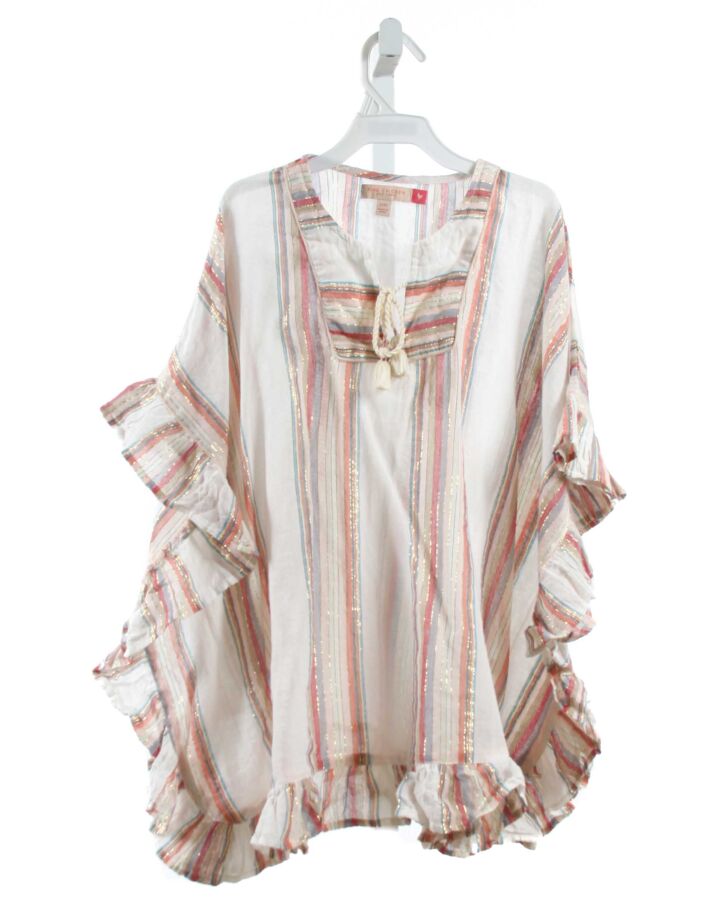 PINK CHICKEN  MULTI-COLOR  STRIPED  COVER UP WITH RUFFLE