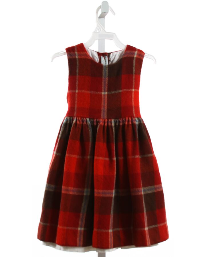 PAPO D'ANJO  RED WOOL PLAID  DRESS
