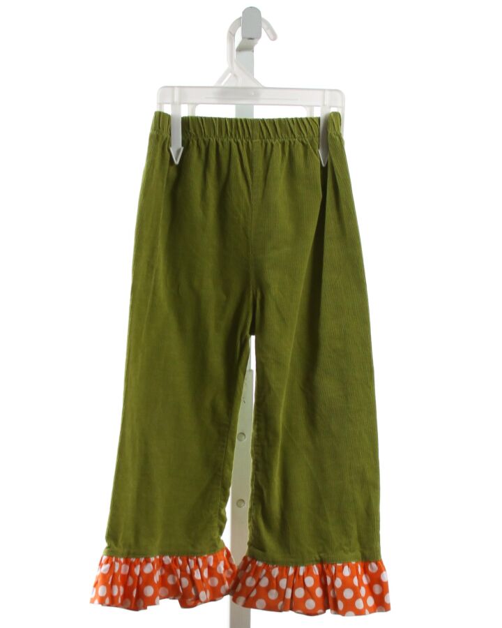 HALEY & THE HOUND  GREEN CORDUROY  PANTS WITH RUFFLE