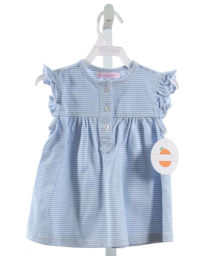 PEGGY GREEN  BLUE KNIT STRIPED  SLEEVELESS SHIRT WITH RUFFLE