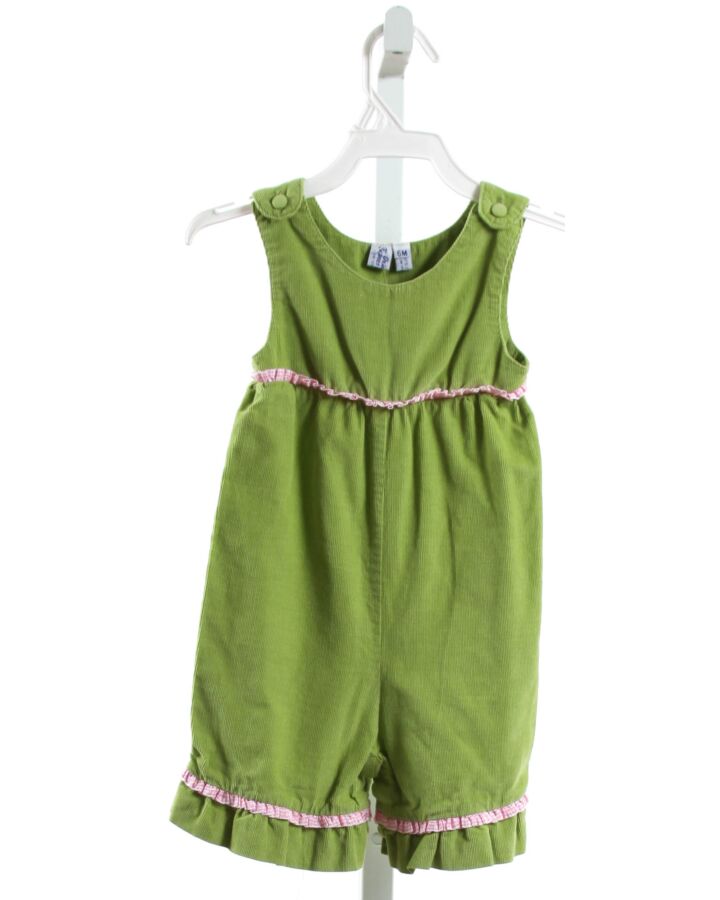 ORIENT EXPRESSED  GREEN CORDUROY   ROMPER WITH RUFFLE