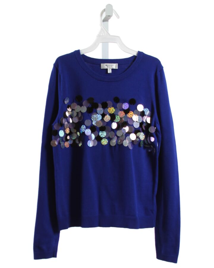 MILLY  BLUE    KNIT LS SHIRT WITH SEQUINS