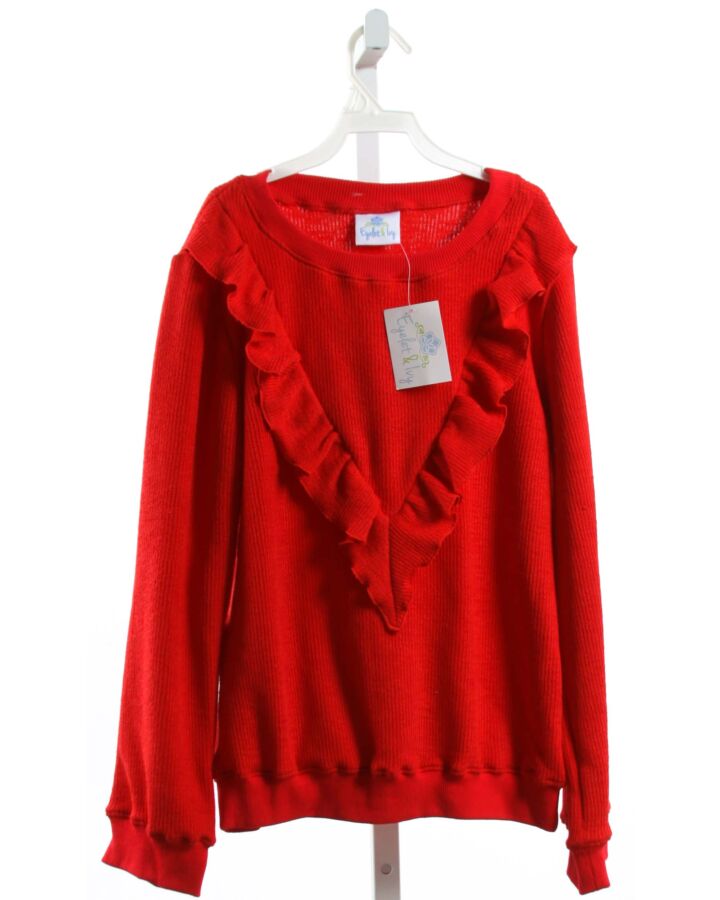EYELET & IVY  RED    SWEATER WITH RUFFLE