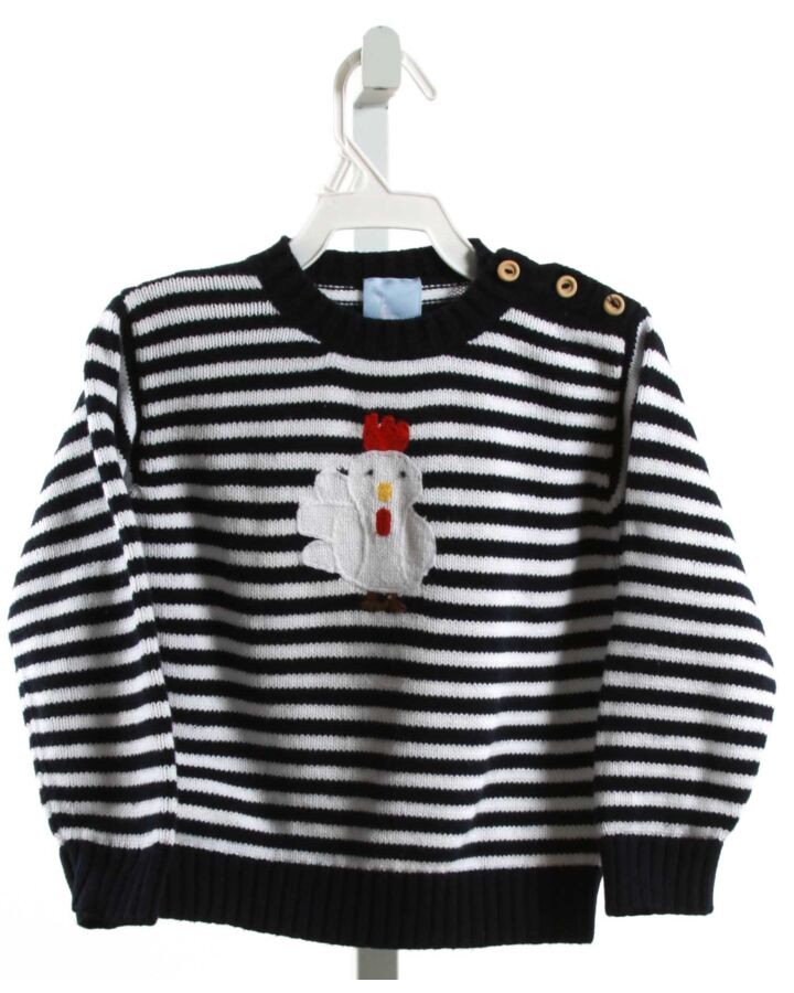 BELLA BLISS  NAVY  STRIPED APPLIQUED SWEATER