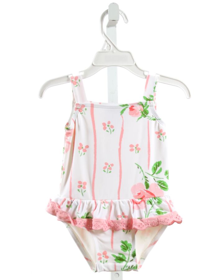 THE BEAUFORT BONNET COMPANY  WHITE  FLORAL  1-PIECE SWIMSUIT WITH EYELET TRIM