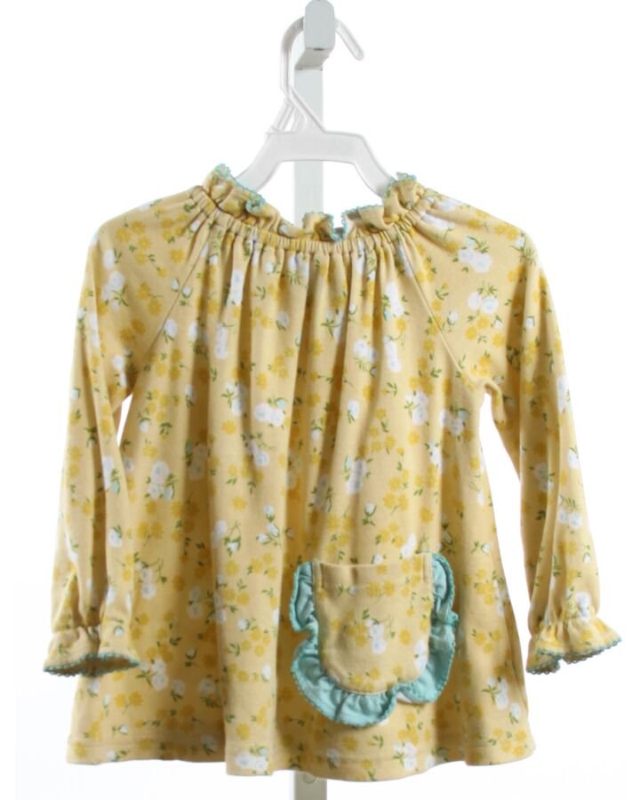 EYELET & IVY  YELLOW  FLORAL  KNIT LS SHIRT WITH PICOT STITCHING