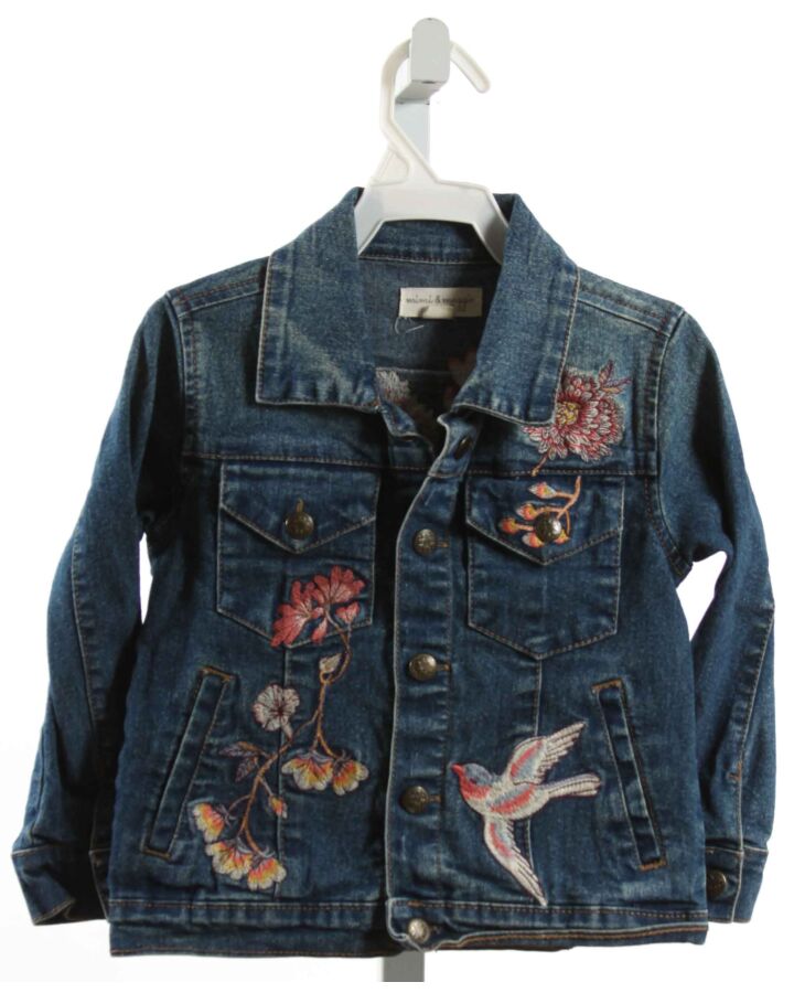 MIMI AND MAGGIE  DENIM  FLORAL EMBROIDERED OUTERWEAR