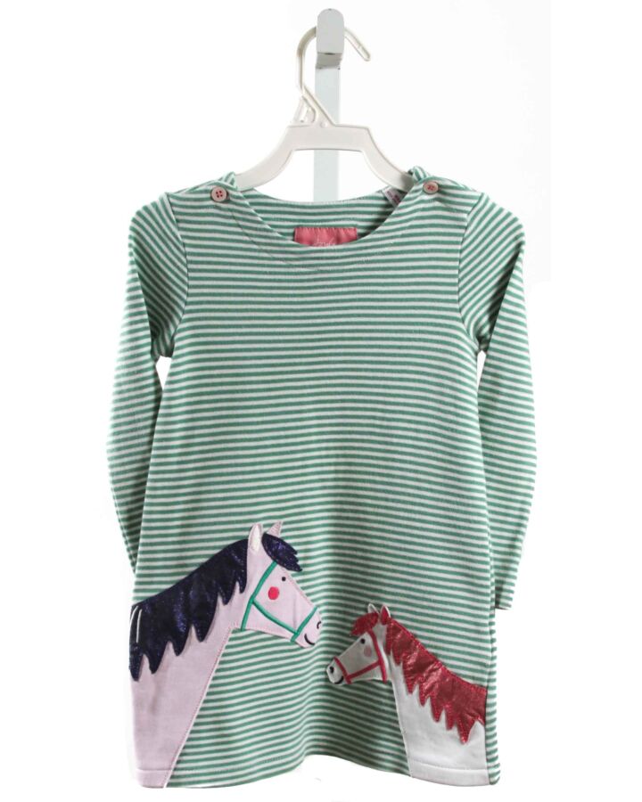 JOULES  GREEN  STRIPED APPLIQUED KNIT DRESS