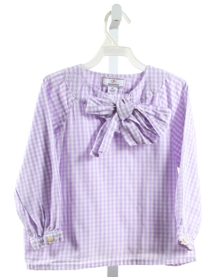 CPC  PURPLE  GINGHAM  SHIRT-LS WITH BOW