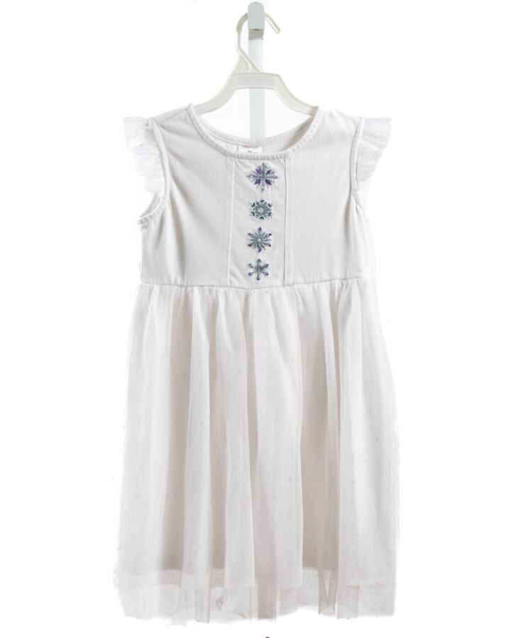 HANNA ANDERSSON  WHITE   EMBROIDERED KNIT DRESS WITH TULLE
