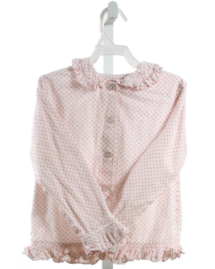 RED BEANS  PINK  POLKA DOT  CLOTH LS SHIRT WITH RUFFLE