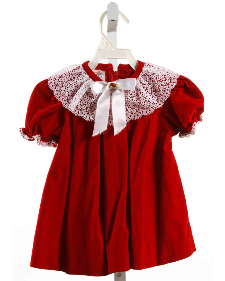 GOODLAD  RED VELVET   PARTY DRESS WITH LACE TRIM