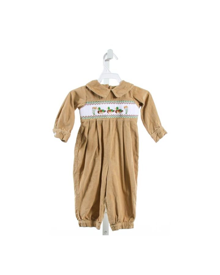LITTLE ENGLISH  BROWN CORDUROY  SMOCKED LONGALL/ROMPER 