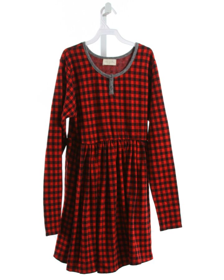 MIKI MIETTE  RED  GINGHAM  KNIT DRESS