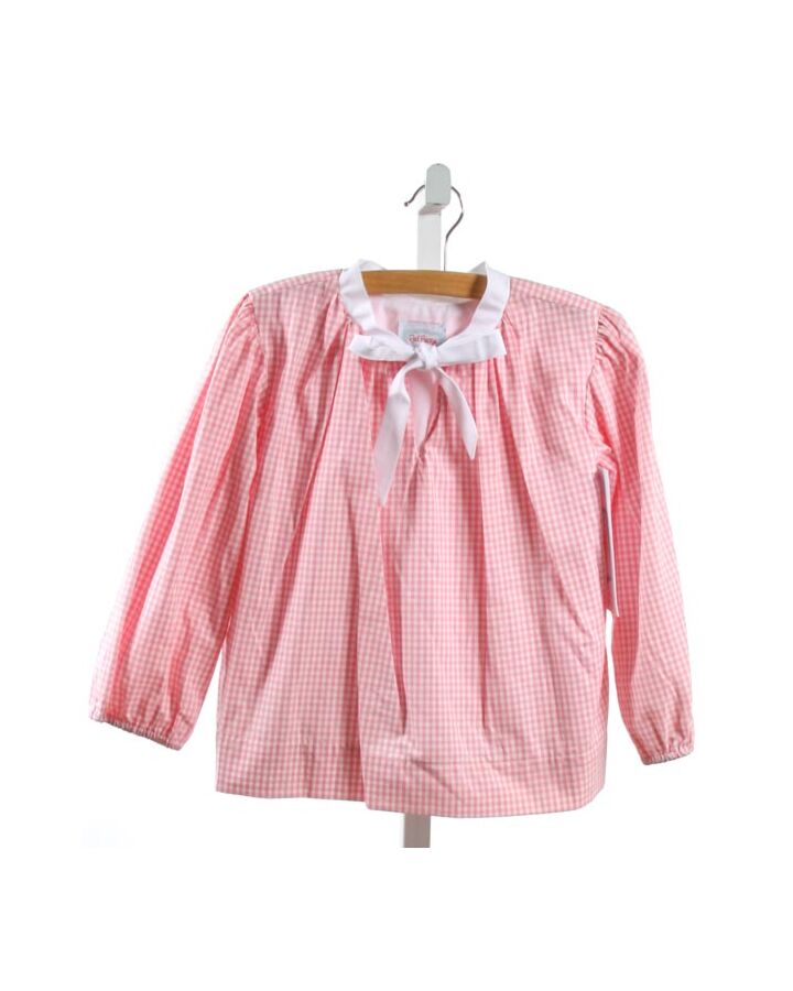 RED BEANS  PINK  GINGHAM  CLOTH LS SHIRT WITH BOW