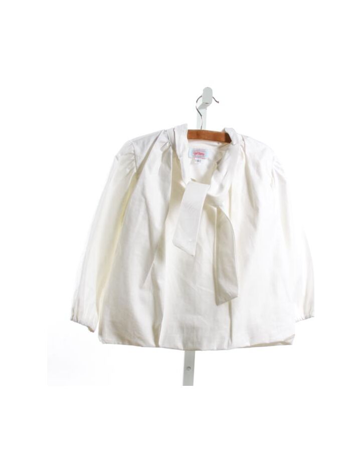 RED BEANS  WHITE  CLOTH LS SHIRT WITH BUBBLE HEM