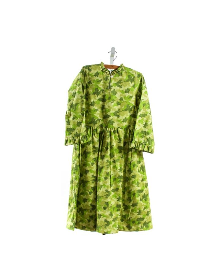 RED BEANS  GREEN  DRESS WITH RUFFLE