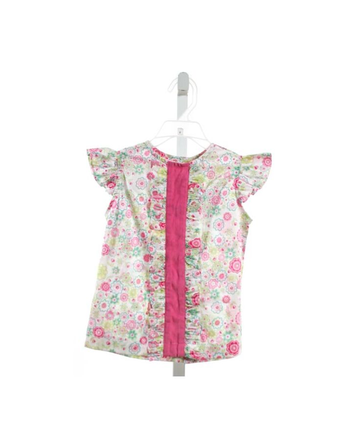 RED BEANS  MULTI-COLOR  FLORAL  CLOTH SS SHIRT WITH RUFFLE